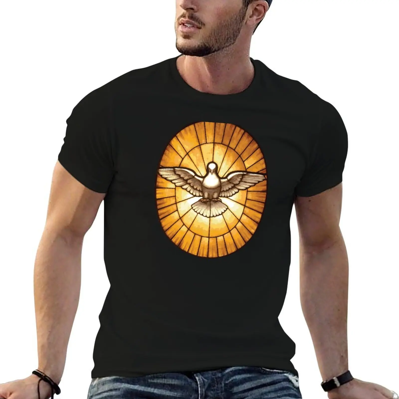 Holy Spirit Dove from St. Peter's Basilica T-Shirt Large Size Basic Casual T-Shirt