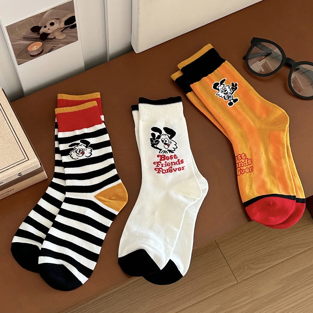 Burger Thief Socks Mid-barrel Japanese Cartoon Scissorhands Puppy Cotton Socks Korean Funny Trend Men's And Women's Socks Can Be