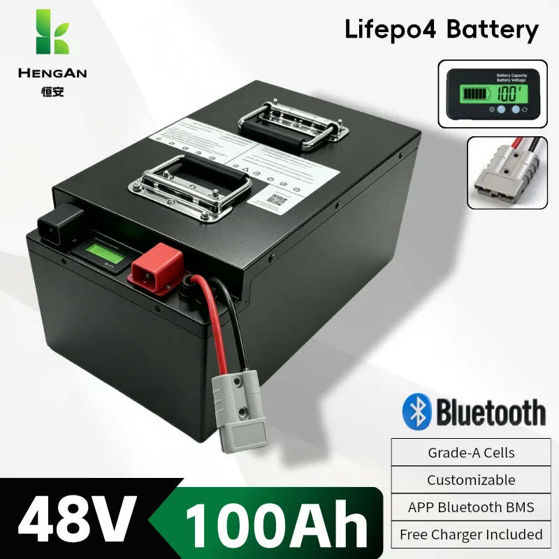 HA-48V 100Ah Lifepo4 Battery for tricycle golf cart inverter Solar energy storage scooter +58.4V 10A charger
