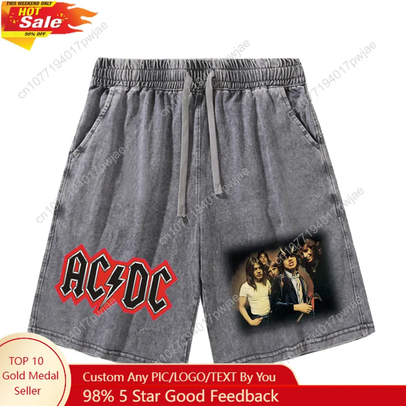 

A-AC Shorts Mans Womans Vintage Rock D-DC Teenager Retro Short Pants Vintage Cotton Elastic Soft Beach Shorts Customized Pants