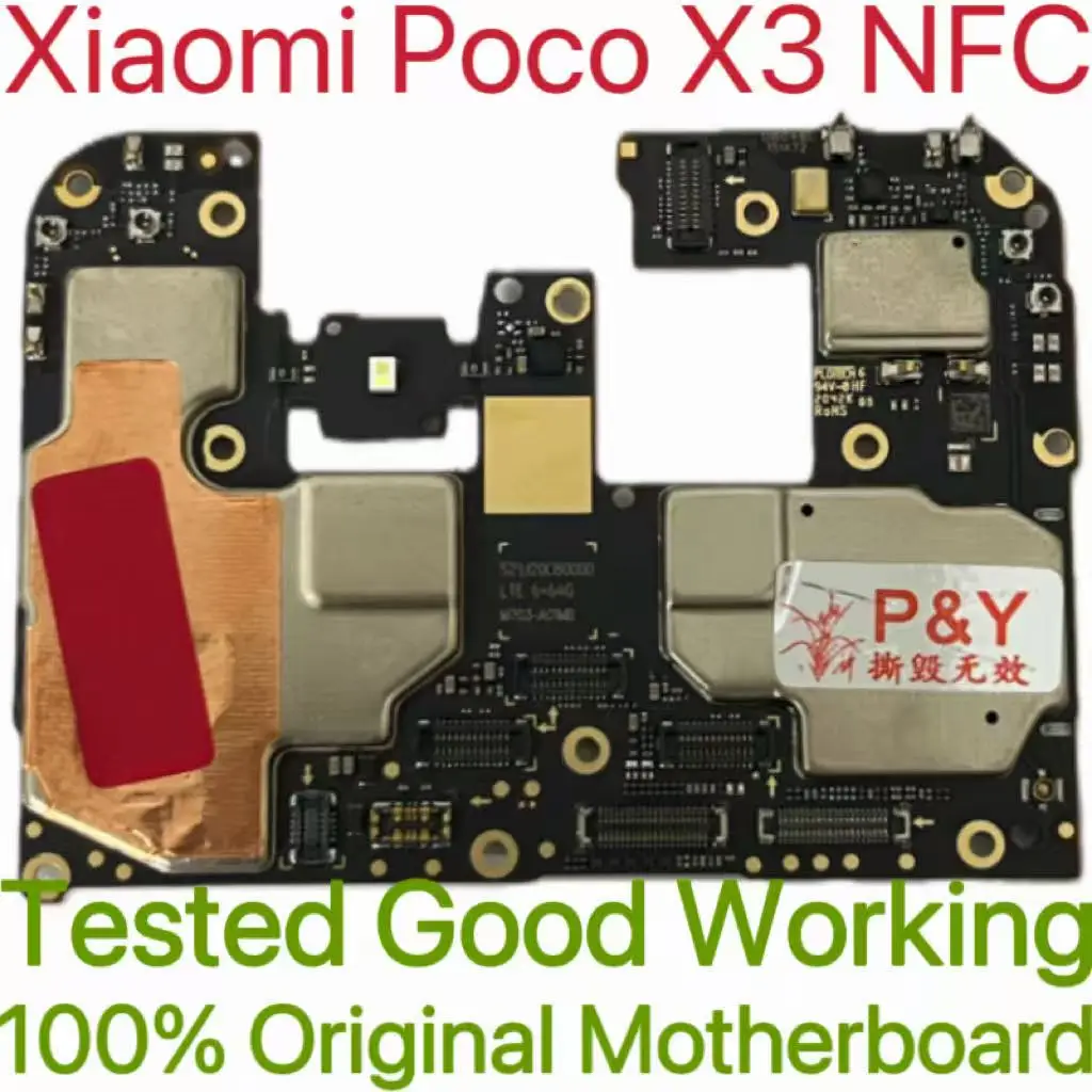 Original Unlocked Main Board For Xiaomi Poco X3 NFC Mainboard Motherboard Unlocked With Chips Circuits Flex Cable