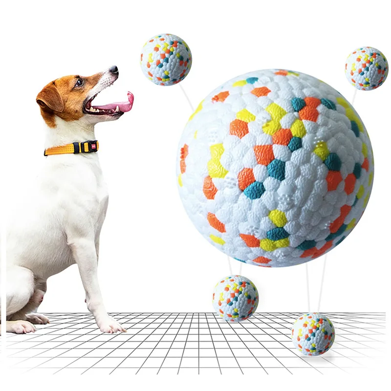 Teething Pet Toy Dog Solid Toy Ball Interactive Dog Toys Light Popcorn Ball Dog Ball Light Chew Rubber Ball High Elastic Bite