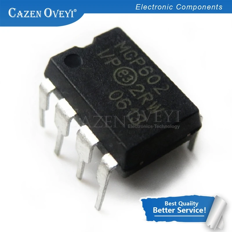 10pcs/lot MCP602-I/P MCP602 DIP8 2.7V to 5.5V Single Supply CMOS Op Amps In Stock