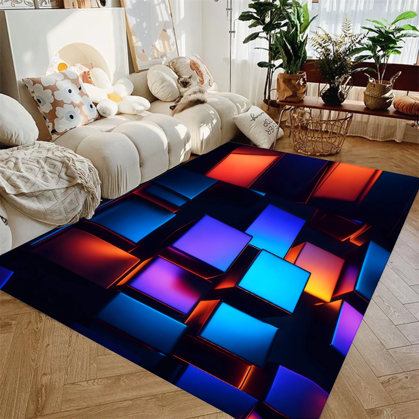 Tappeto artistico con geometria visiva 3D Tappeto in morbida flanella Lavabile e antiscivolo Regali personalizzati Regali di compleanno Tappeti per la casa