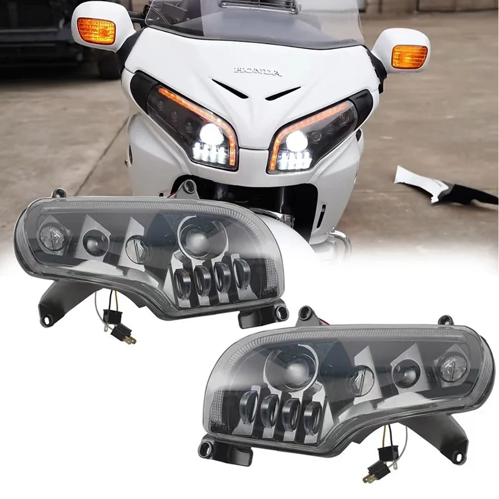 Pop 1 Pair Motorcycle Front Headlight Headlamp Head Light Lighting Lamp For Honda GL1800 Goldwing 2001-2017