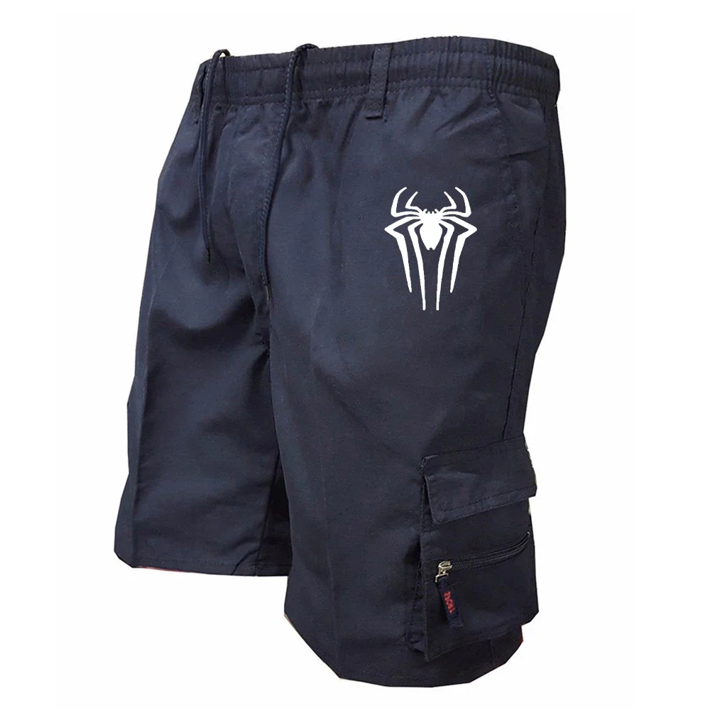 Herren Cargo-Shorts mit Spinnenmuster, Outdoor-Overalls, elastische Taille, Radlerhose, Multi-Pocket, lockere Arbeitshose, Strand- und Sportshorts – Detail 2