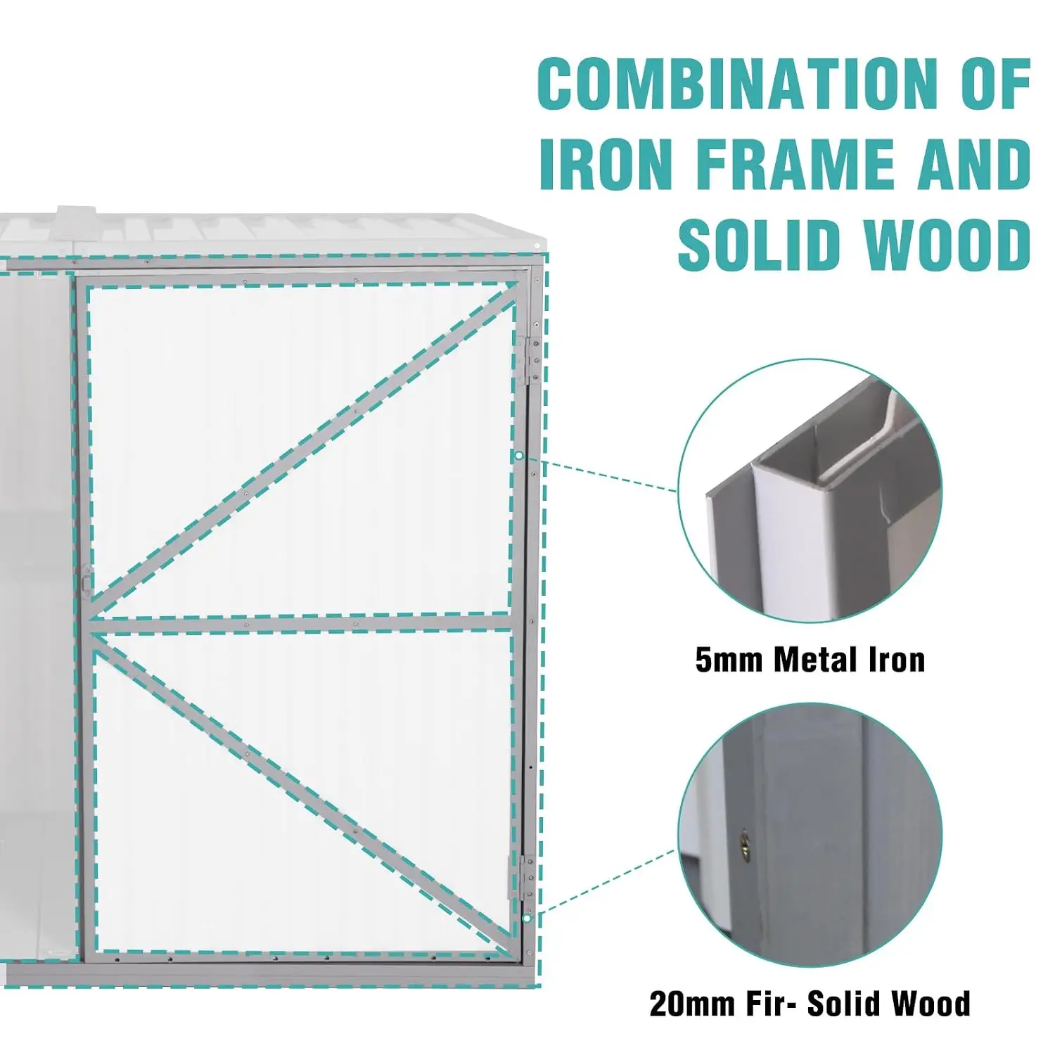 Outdoor Storage Shed 4.2x2.2FT Metal & Fir Wood, Weatherproof Resin Garden Cabinet with Adjustable Shelves for Patio, Customized
