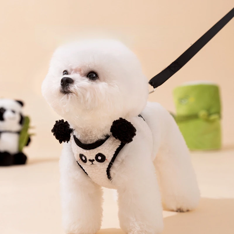 Dog Lamb Velvet Traction Rope Chest Strap Small Dogs Panda Strap Dog Chain Walking Rope Teddy Cat Rope Pet Dog Supplies