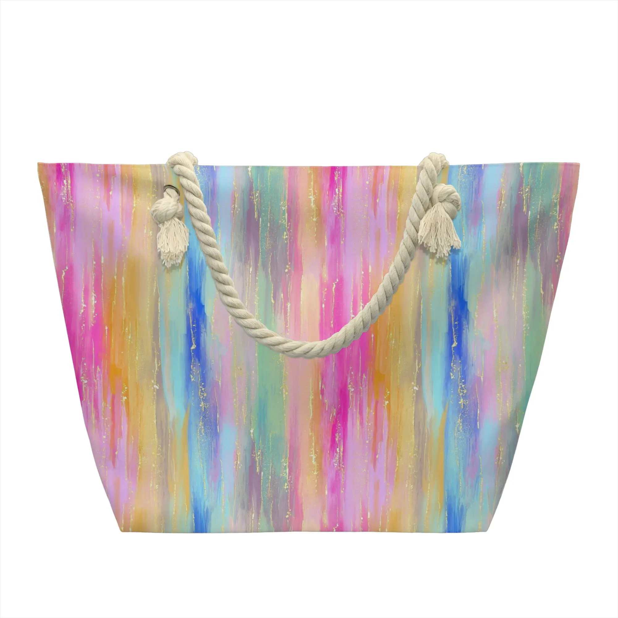 Reusable Rainful Tie Dye Shopping Bag Women Shoulder Canvas Tote Bag Portable Abstract Color Grocery Shopper Bags