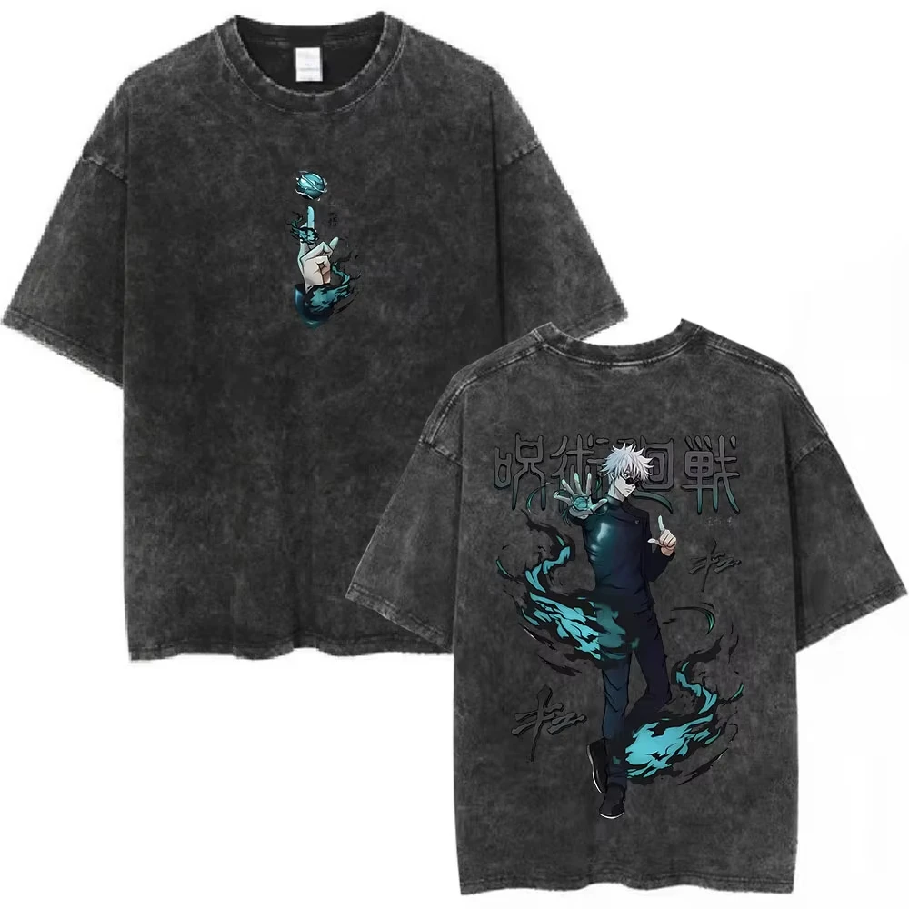 الرجال النساء قصيرة الأكمام تي شيرت موضة عادية القطن تي شيرت أنيمي Jujutsu Kaisen Toji Fushiguro الجرافيك خمر غسلها تي شيرت