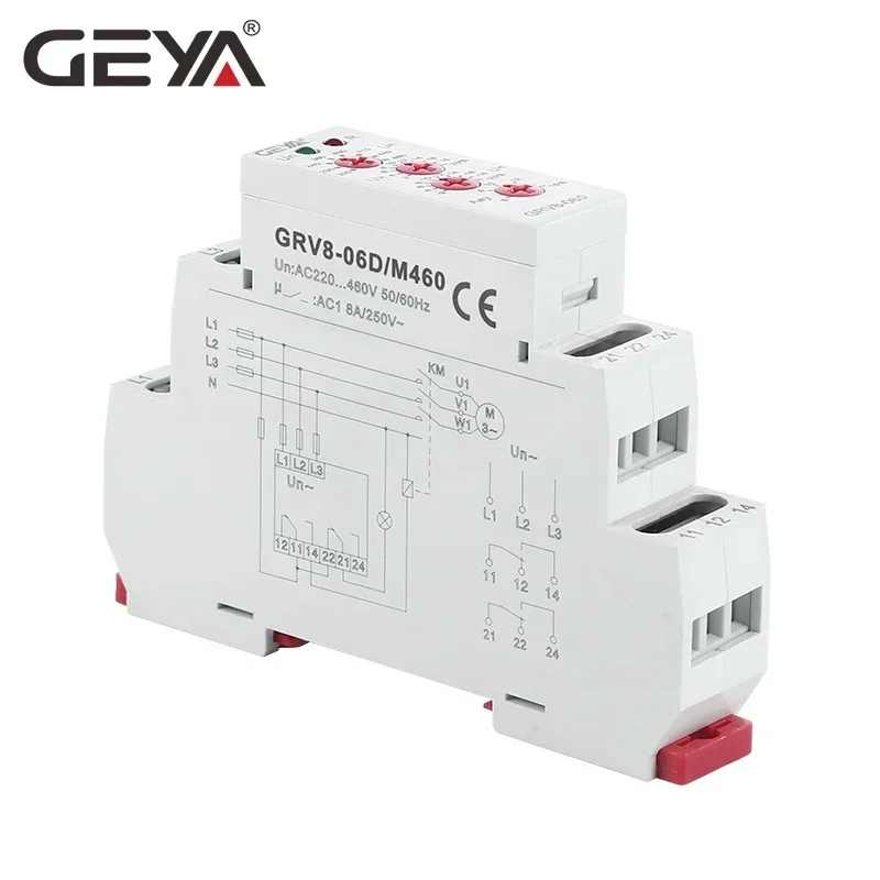 GEYA GRV8-06 3 Phase Failure Phase Sequence Voltage Monitoring Relay Voltage Sensing Protection Relay 460V