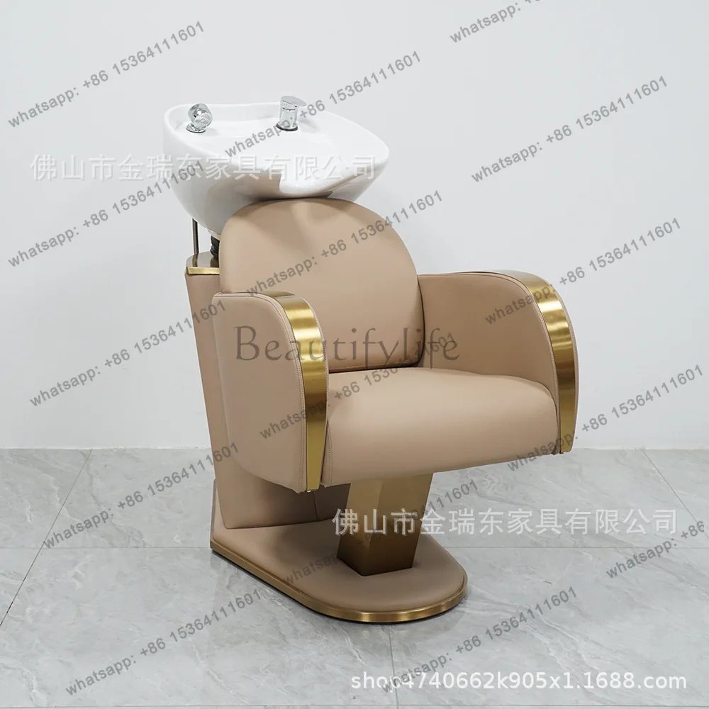 

Sitting flush bed stainless steel barbershop shampoo gold shampoo chair