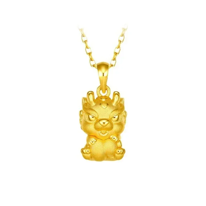 

Fulu Golden Dragon Necklace Zodiac Dragon Pendant Women's Gold Plated Pendant Clavicle Chain