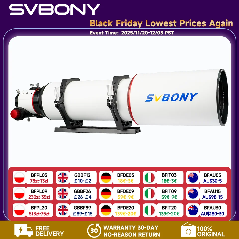 Svbony SV550 80/122 mm APO-Teleskop FPL51 Apochromatischer Triplet-Refraktor OTA für Deep Sky Astrofotografie visuelle Beobachtung