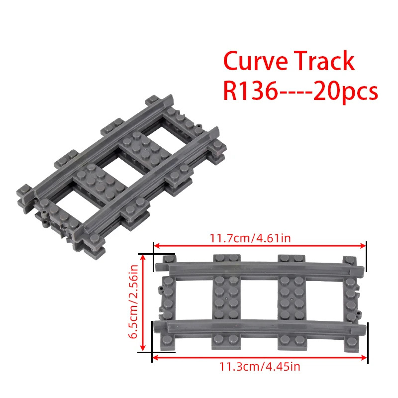 20 sztuk MOC City Bricks pociąg elastyczne części konstrukcyjne kolei krzywa tor R120 klocki akcesoria modelarskie kompatybilne