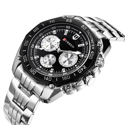 CURREN 8077 Men's Quartz Watch Waterproof Casual Business Simple Stainless Steel Strap Wristwatch for Male