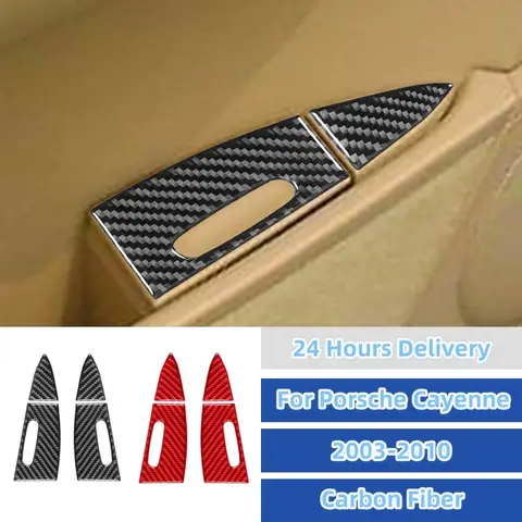 포르쉐 카이엔 S GTS 터보 2003-2010 탄소 섬유 자동차 인테리어 장식 뒷문 재떨이 트림 스티커 Accessoire Voiture