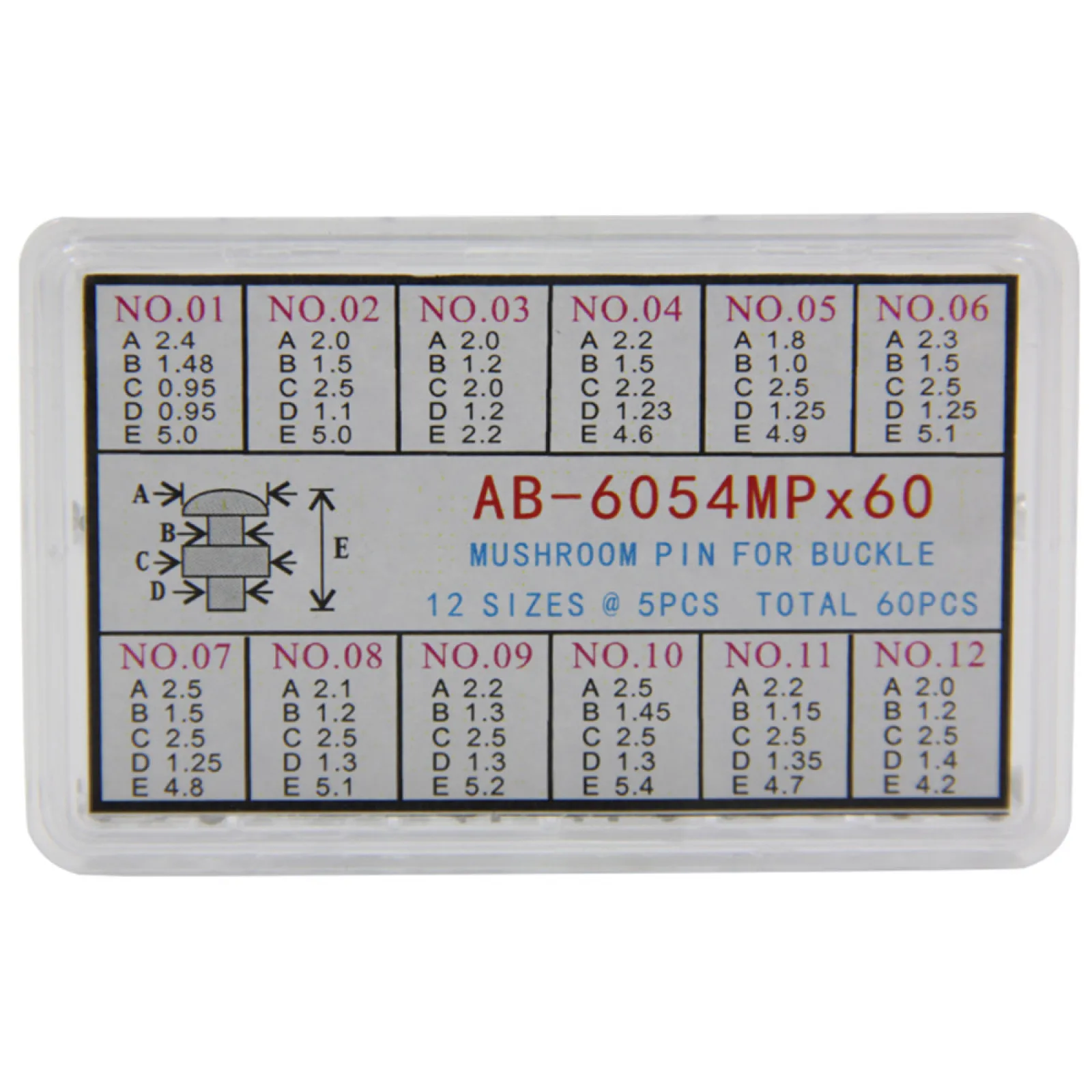 Set di teste a fungo con perno di bloccaggio centrale in acciaio inossidabile di alta qualità da 60 pezzi/lotto per accessori per la riparazione della chiusura dell'orologio da orologiaio