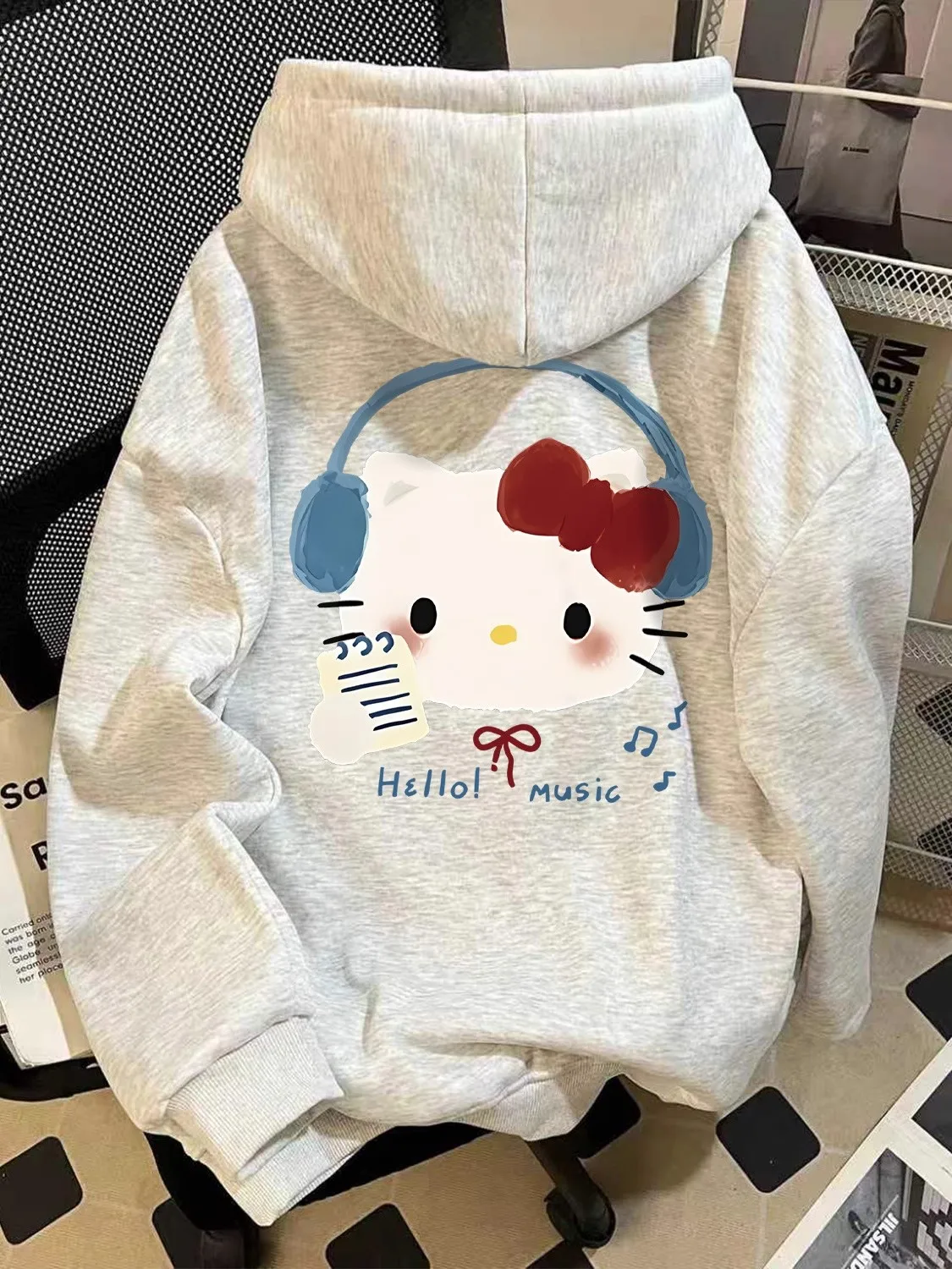 

Очень большая толстовка с капюшоном с принтом KT в Корейском стиле для колледжа, женская осенне-зимняя свободная антивозрастная толстовка