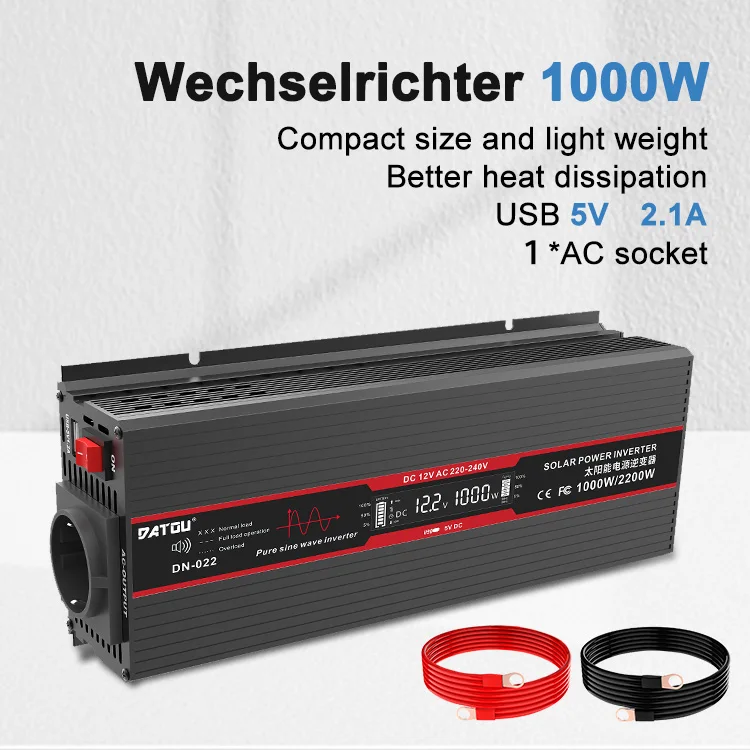 Datouboss 12v Omvormer 1000W 1500W 1800W voor 220v met EU Scoket USB Draagbare LCD Display 12v 230v converter 50Hz
