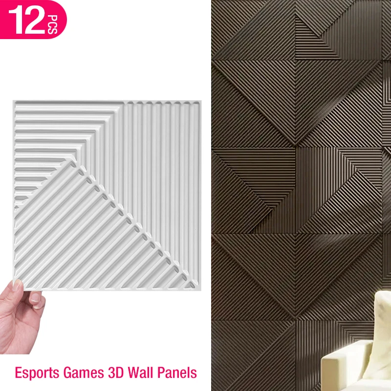 12 Pcs Super 3D Art Wall Panel PVC Waterproof renovation 3D wall sticker Tile Decor Diamond Design DIY Home Decor11.81''x11.81''