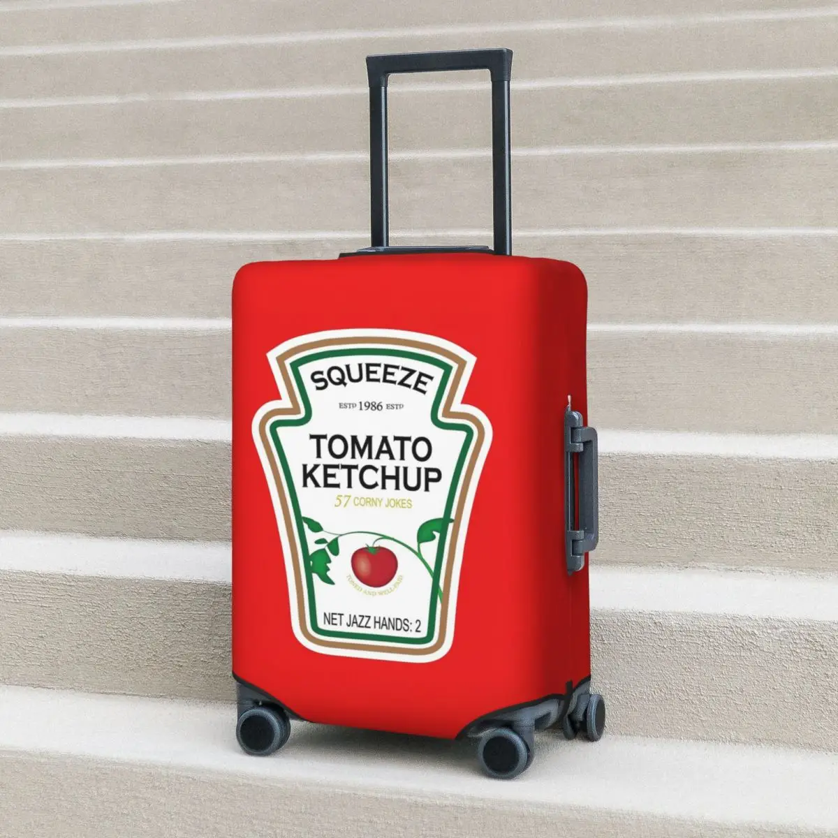 

Funny Ketchup Label Suitcase Cover Protection Elastic Trip Luggage Protector Covers for 18-32 Inch