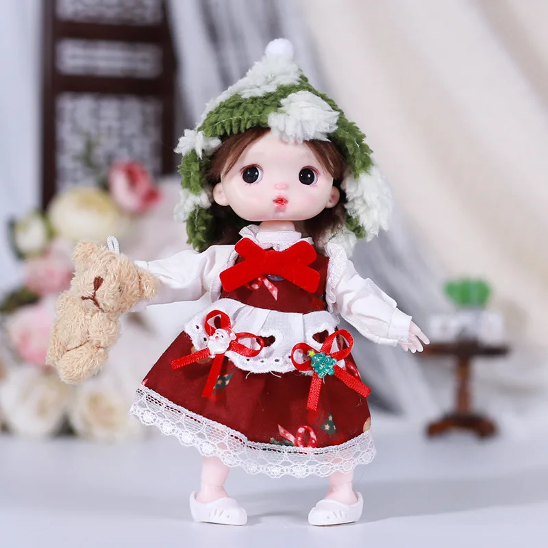 Roupas de boneca de 17cm, roupas de boneca bjd 1/8, estilo chinês, conjunto vermelho, natal e primavera, festival, roupas festivas, acessórios de boneca