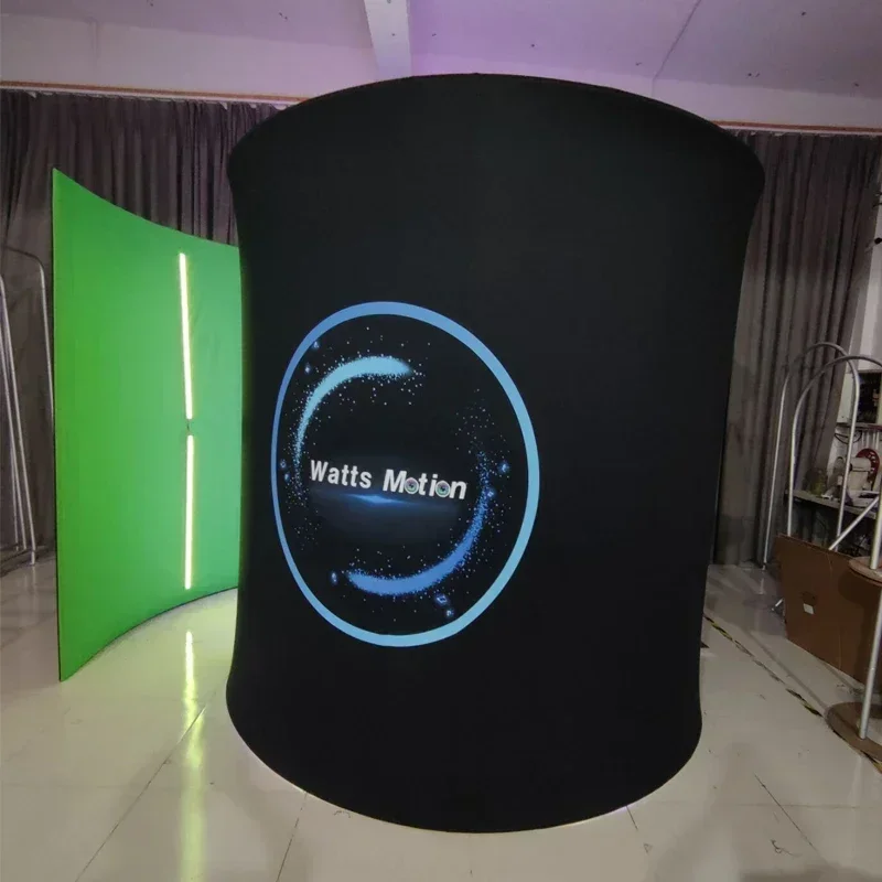 Tenda da sfondo con recinzione 360 con sfondo luminoso a LED 8 piedi 10 piedi 360 cabina fotografica supporto per recinzione a spirale per eventi di feste