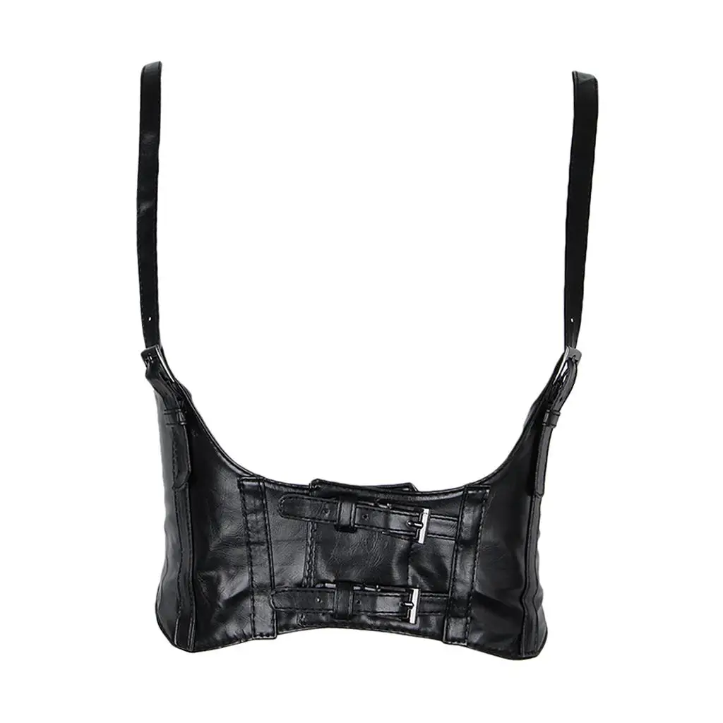 السيدات الأسود Underbust الصدار الأعلى تقليد الجلود الصدار الأعلى #5