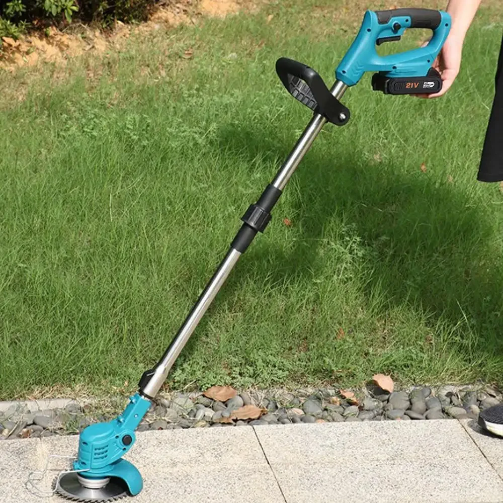 21V 1300mAh Electric Lawn Mower Handheld Cordless Grass Trimmer Length Adjustable Cutter Garden Tools For Makita 21V Battery