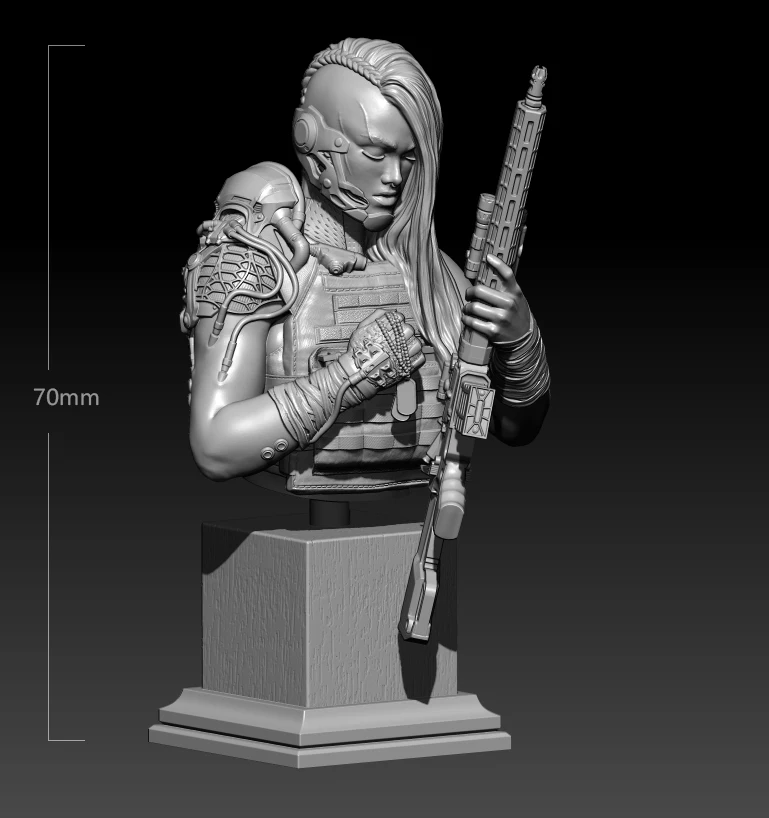 

1/18 70mm Resin Model Kits cyborg Female Gril soldier Bust Figure Unpainted No Color RW-772