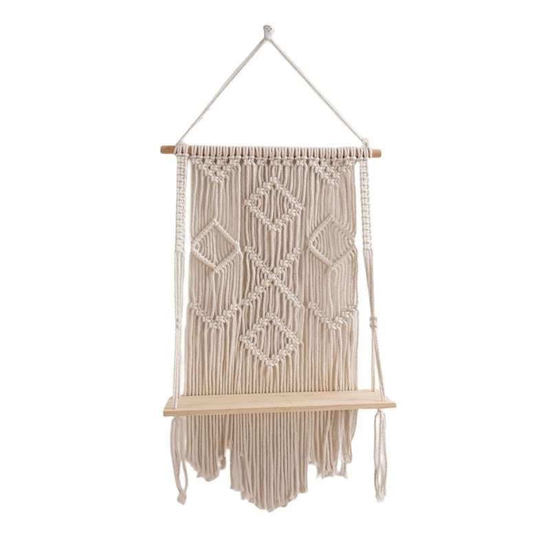 H55A Delicate Mounted Storage Shelf Practical Fringes Tapestry Rack