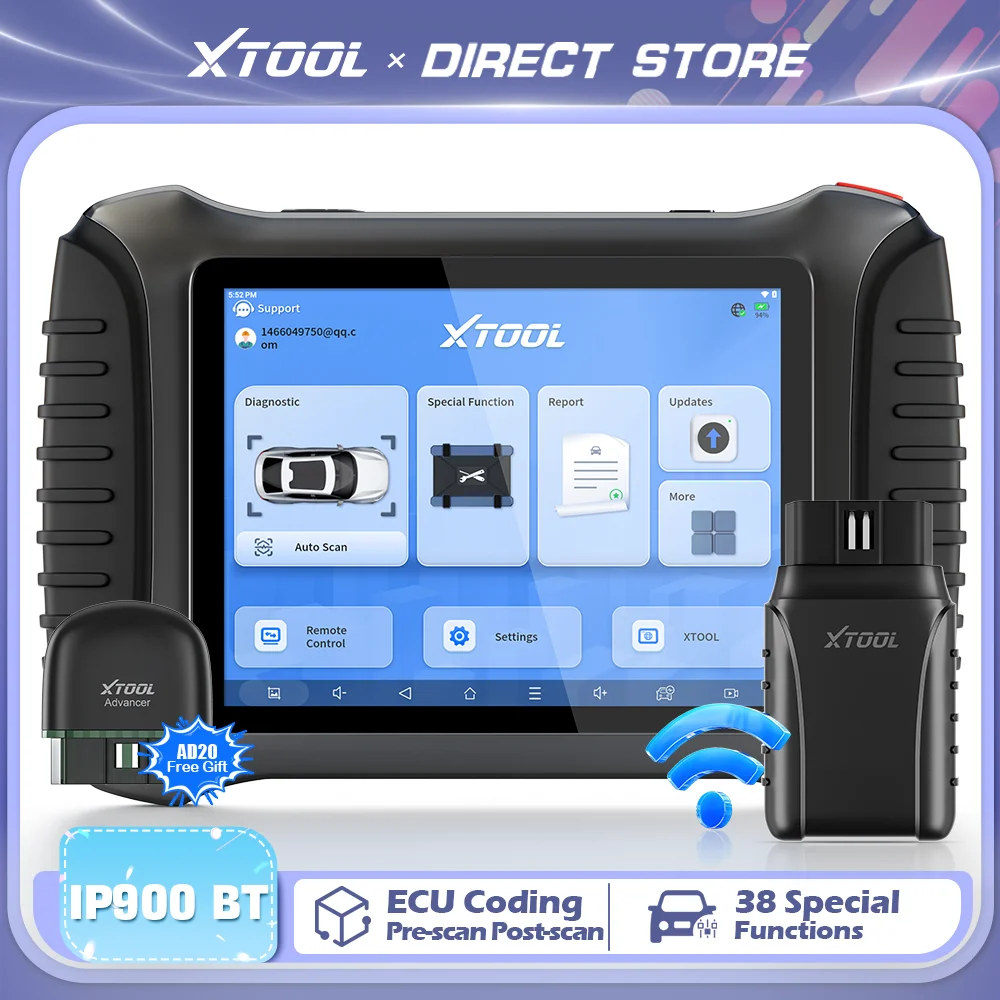 XTOOL InPlus IP900BT IP900 Bluetooth Car Diagnostic Tool Bi-directional ECU Coding CAN FD DOIP FCA 38 Reset Pre-scan Post-scan