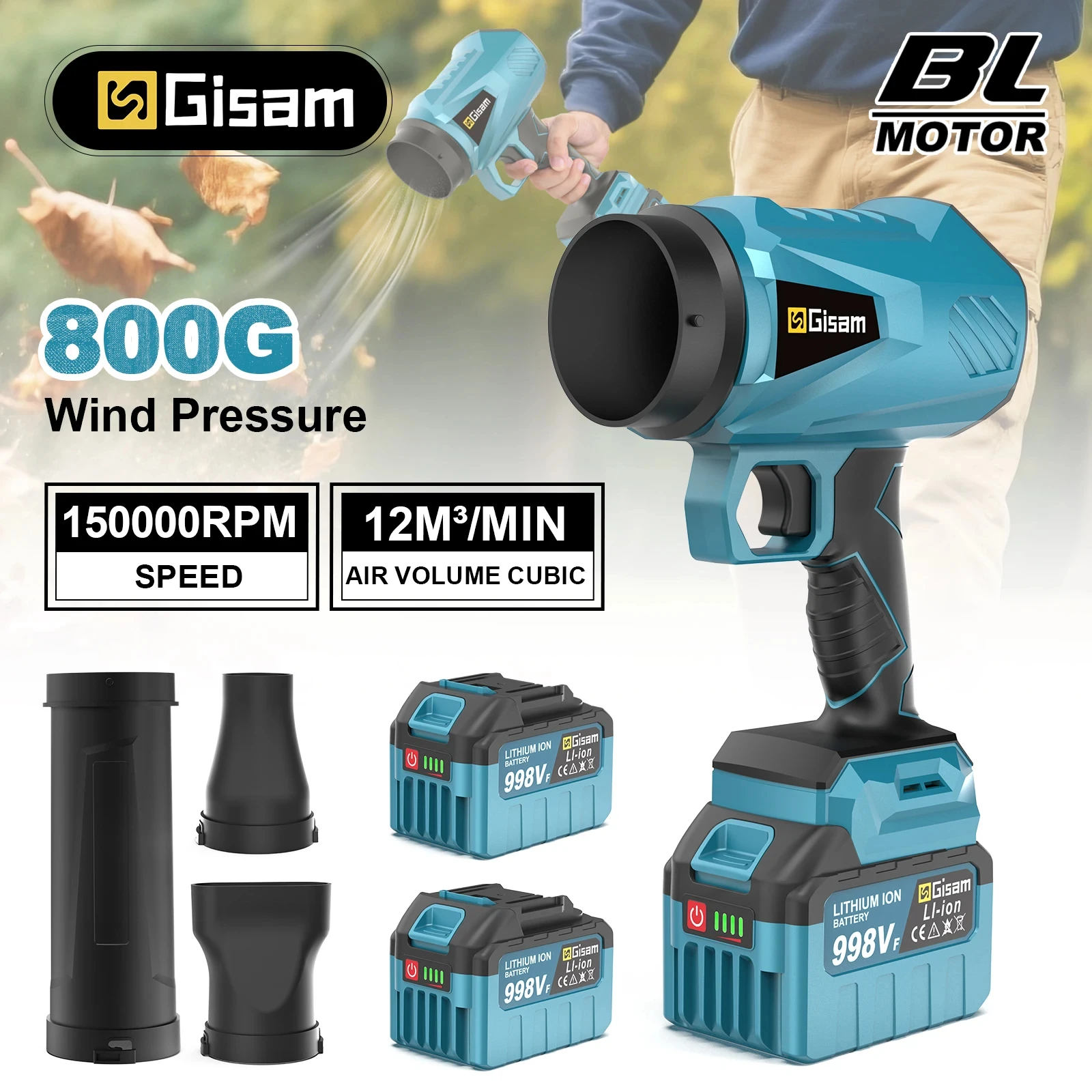 Gismis 150000 tr/min ventilateurs Turbo électriques sans brosse ventilateur à Jet 200 M/S ventilateur de feuilles portatif soufflage de poussière pour broches de batterie Makita 18V