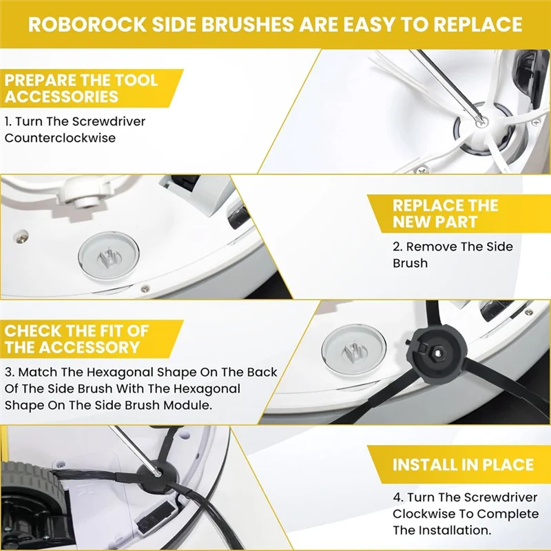 

Замена боковых щеток AT63-4 для деталей серии Roborock S8 Pro Ultra, S7 Max Ultra, Qrevo, Qrevo Slim