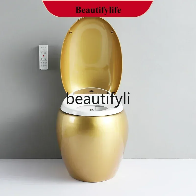 Z189   Personalized and creative golden egg-shaped toilet, no water pressure limit, deodorant, automatic smart toilet