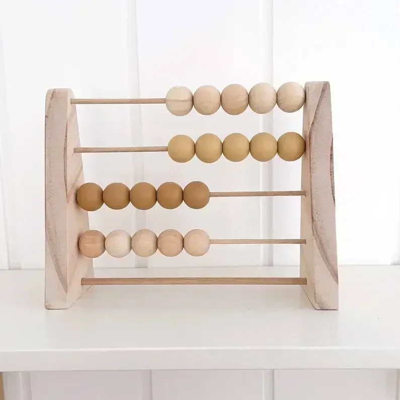 Nordic Wooden Abacus for Kids Room Desktop Decoration Baby Early Learning Math Educational Toy Natural Nursery Wood Decor