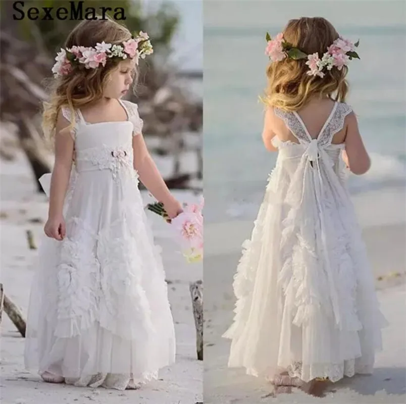 

Dollcake Flower Girl Dresses Special Occasion For Weddings Ruffled Kids Pageant Gowns Flowers Floor Length Lace Communion Gown