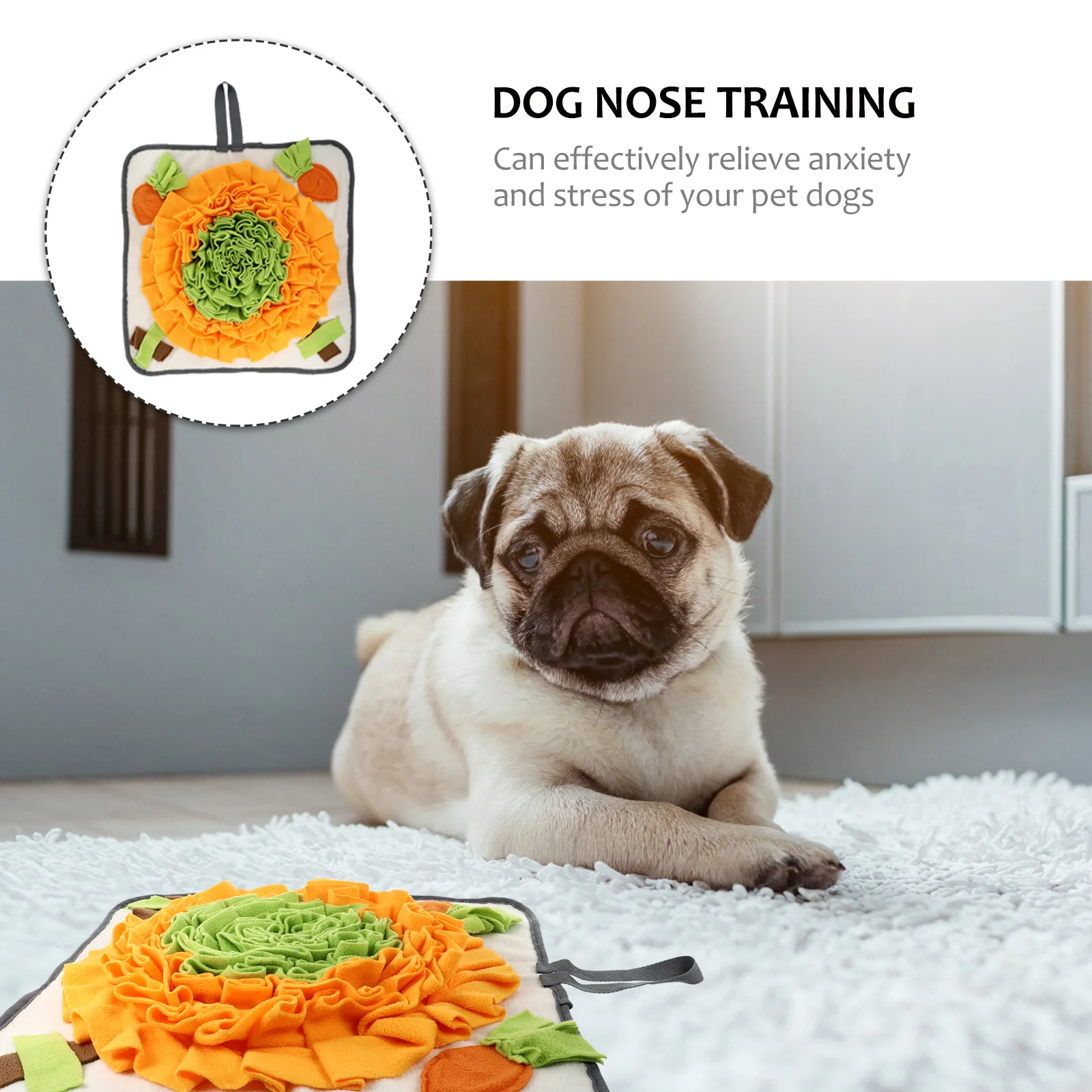 

1Pcs Pet Snuffing Mat with Hanging Rope for Dog Training Foraging Activity Lightweight Treat Dispensing Feeding Cushion for Cage