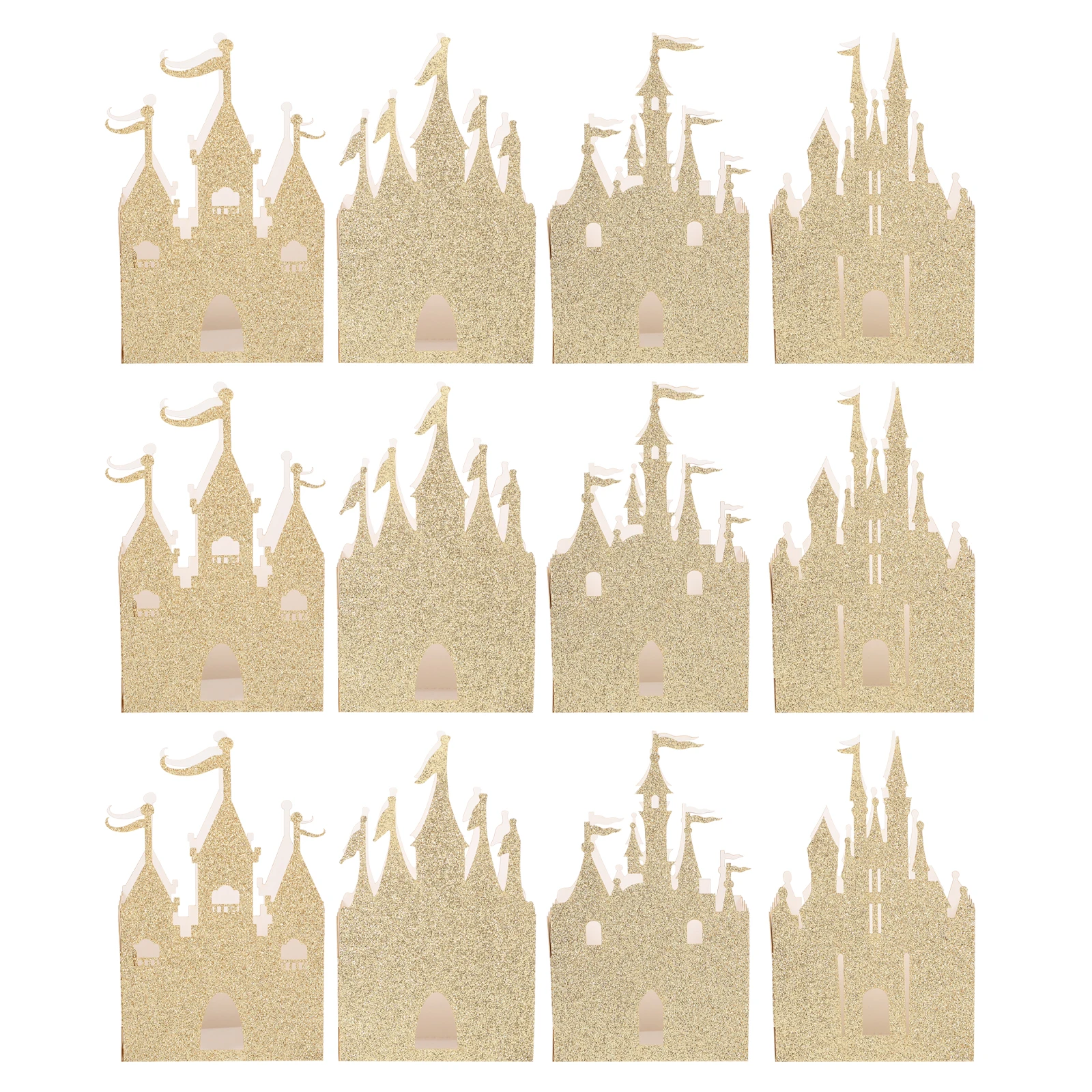 

20pcs Candy Gift Box Hollow Castle Shaped Glitter Wedding Birthday Party Treat Paper Containers Valentines Christmas