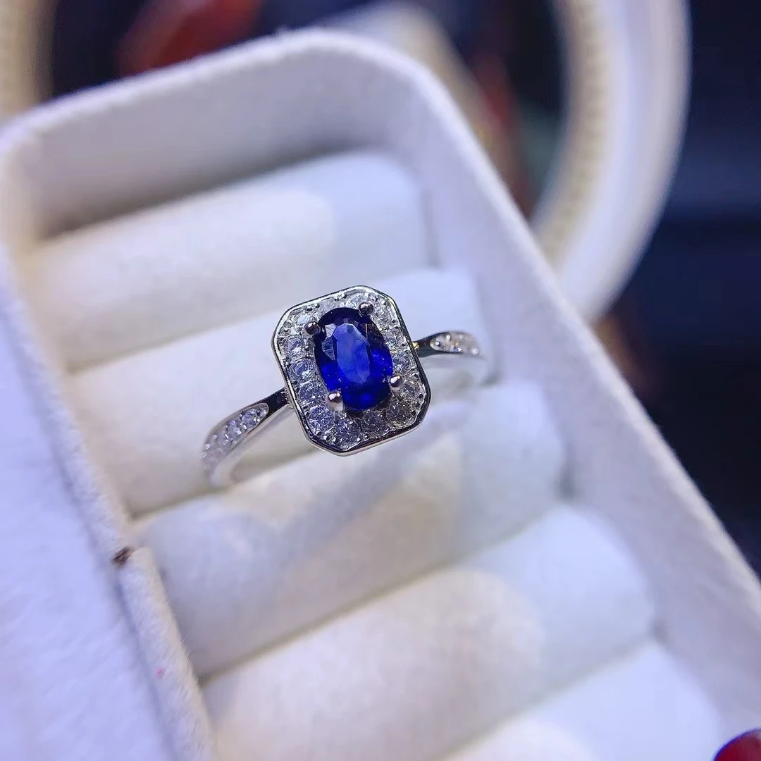 KJJEAXCMY Natural Sapphire Ring S925 silver , electroplated locking color process, high clarity Full of luster Support testing