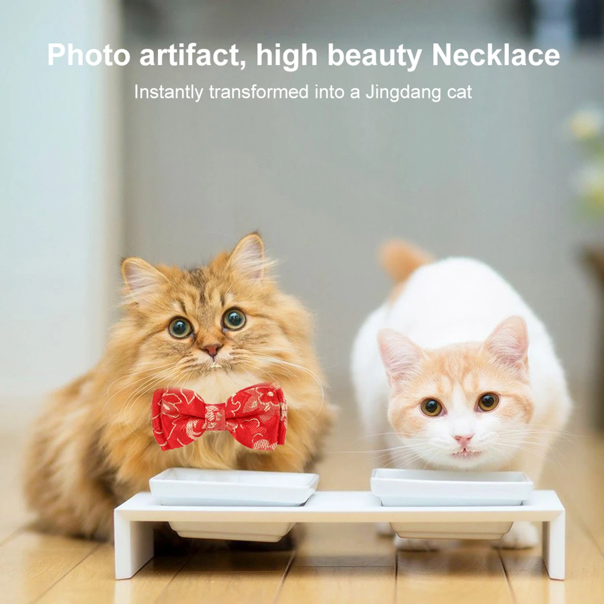 

Cat Collar Necklace Pet Bell Ring Colloar Tag Lattice Chinese Style Pets Strap Cloth