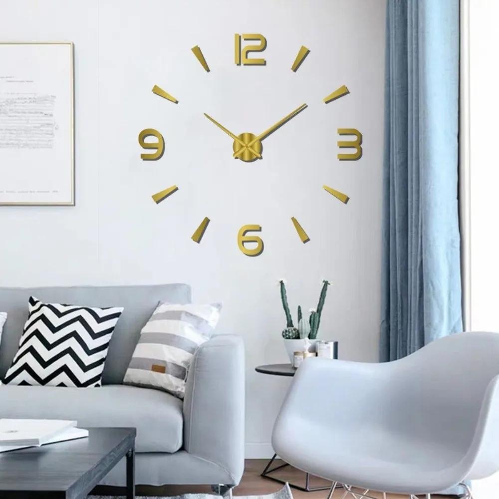 Frameless DIY Wall Clock Acrylic Wall Mechanism Night Light Arrows Decal Without Punching Wall Decoration Home Silent Clock