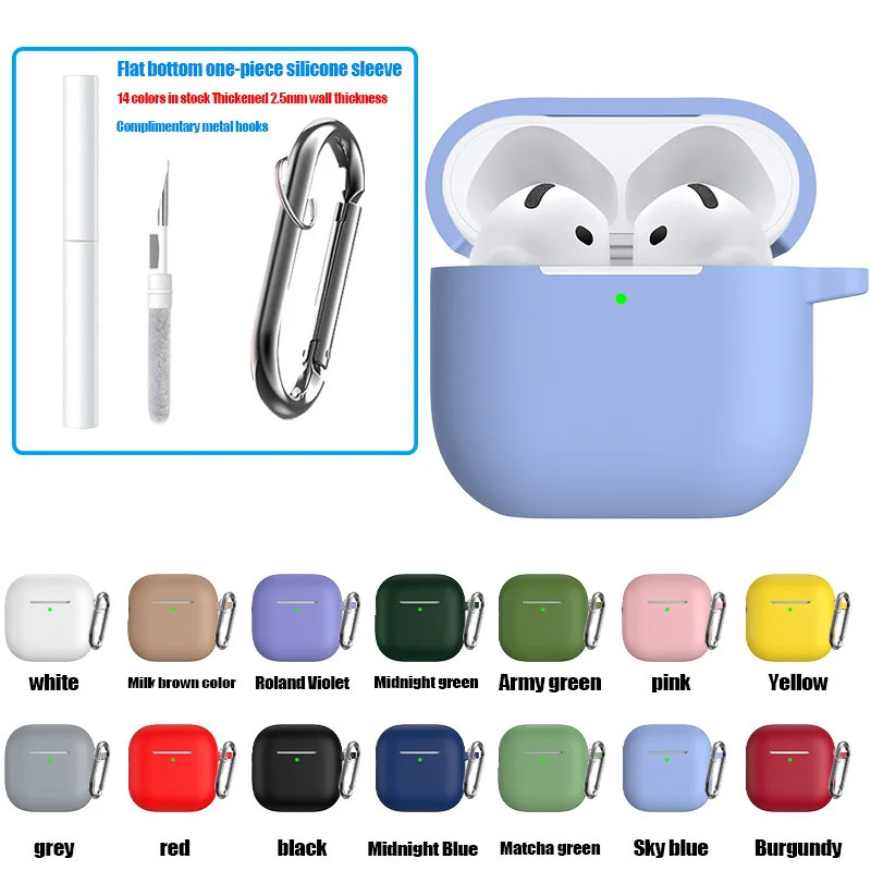 

Silicone Earphone Case For AirPods 3 Cover With Hook Wirless Headphones Cover With Cleaner Kit Soft Earphone Protetcive Case