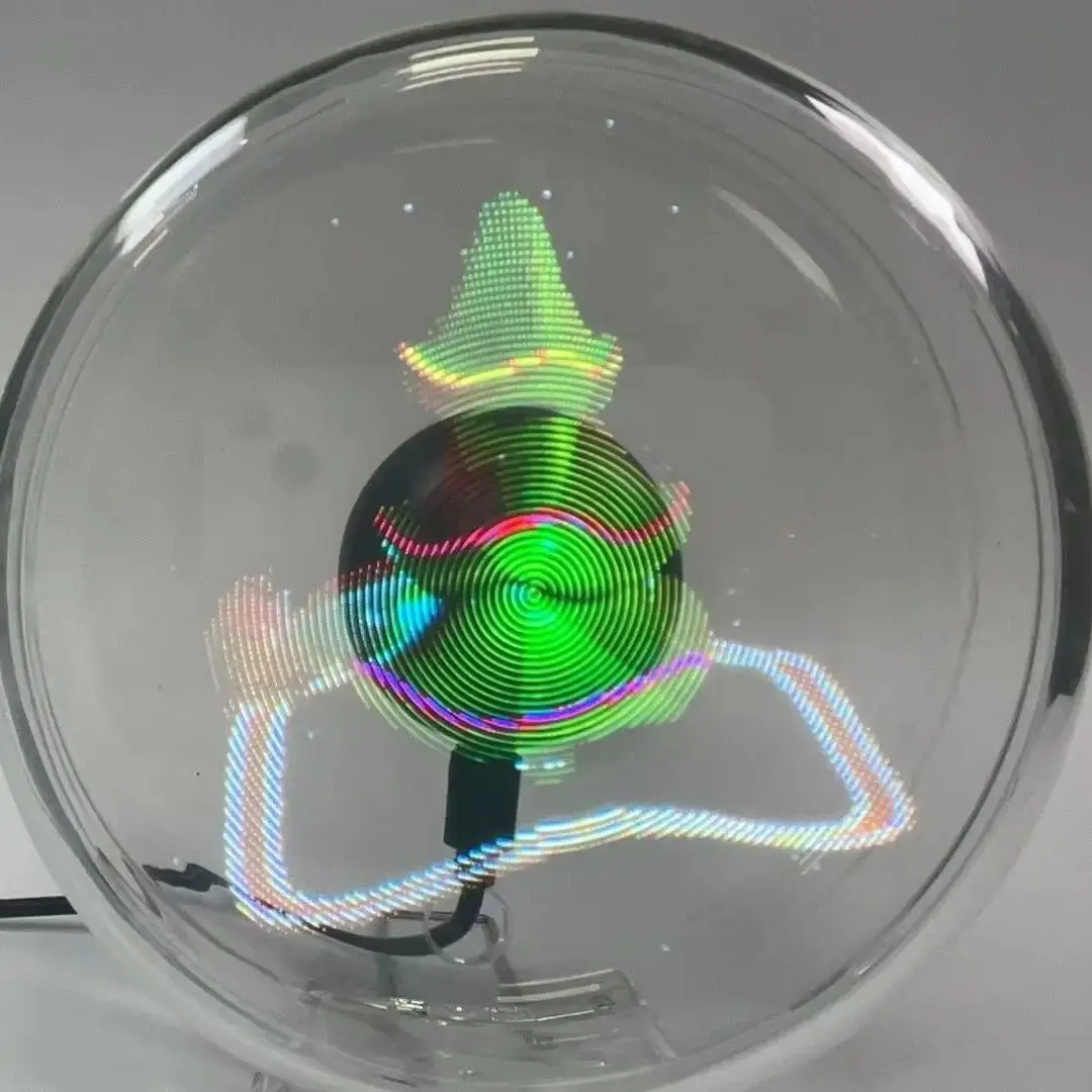 5,5 Zoll/14 cm 3D-holografischer Projektor mit transparenter Abdeckhalterung, 128 LED-Hologramm, Desktop-Werbung, Weihnachts-Halloween-Geschenk