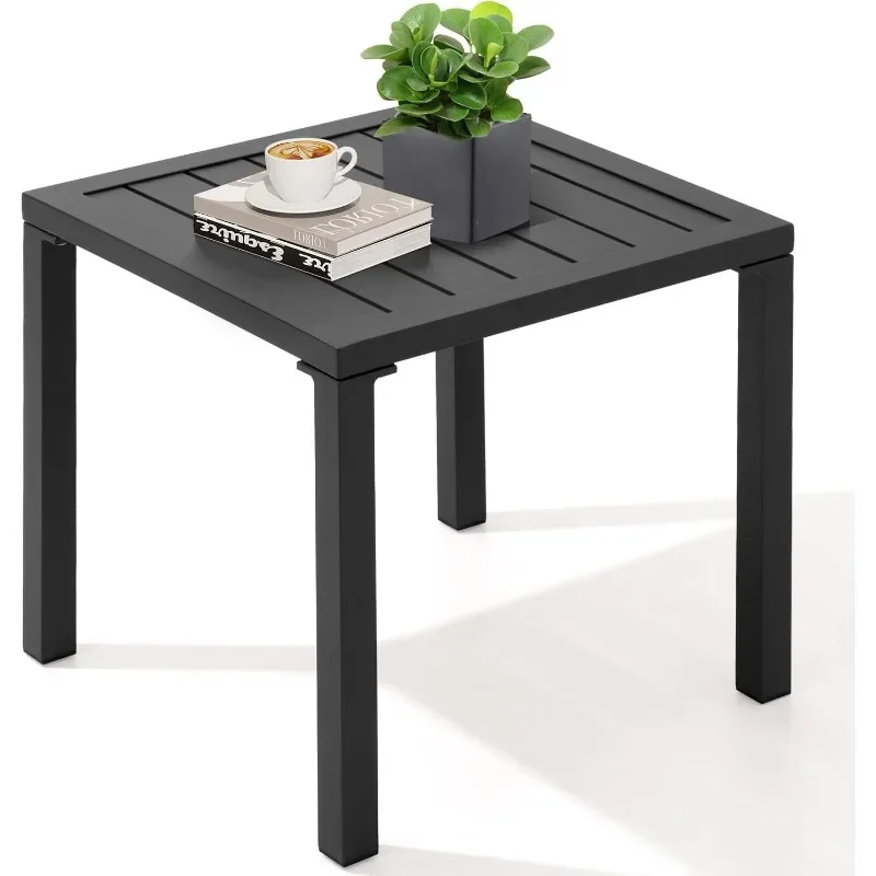 

Aluminum Outdoor Side Table, Pool Lounge Chair Side Table, Weather Resistant Small Square Coffee End Table for Patio, Yard,