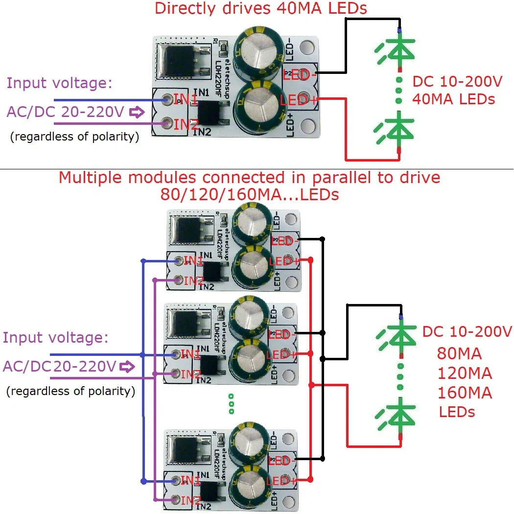 1PC AC/DC 20-220V to DC 12V 24V 36V 48V 64V 72V 80V 40MA Linear Constant Current LED Driver Module for Fluorescent Ceiling Lamp