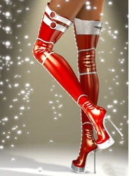 Red Over Knee HIgh Platform Boots Thin High Heel Round Toe Fashion Sexy Cool 2025 Winter Big Size Woman Shoes Zapatillas Mujer