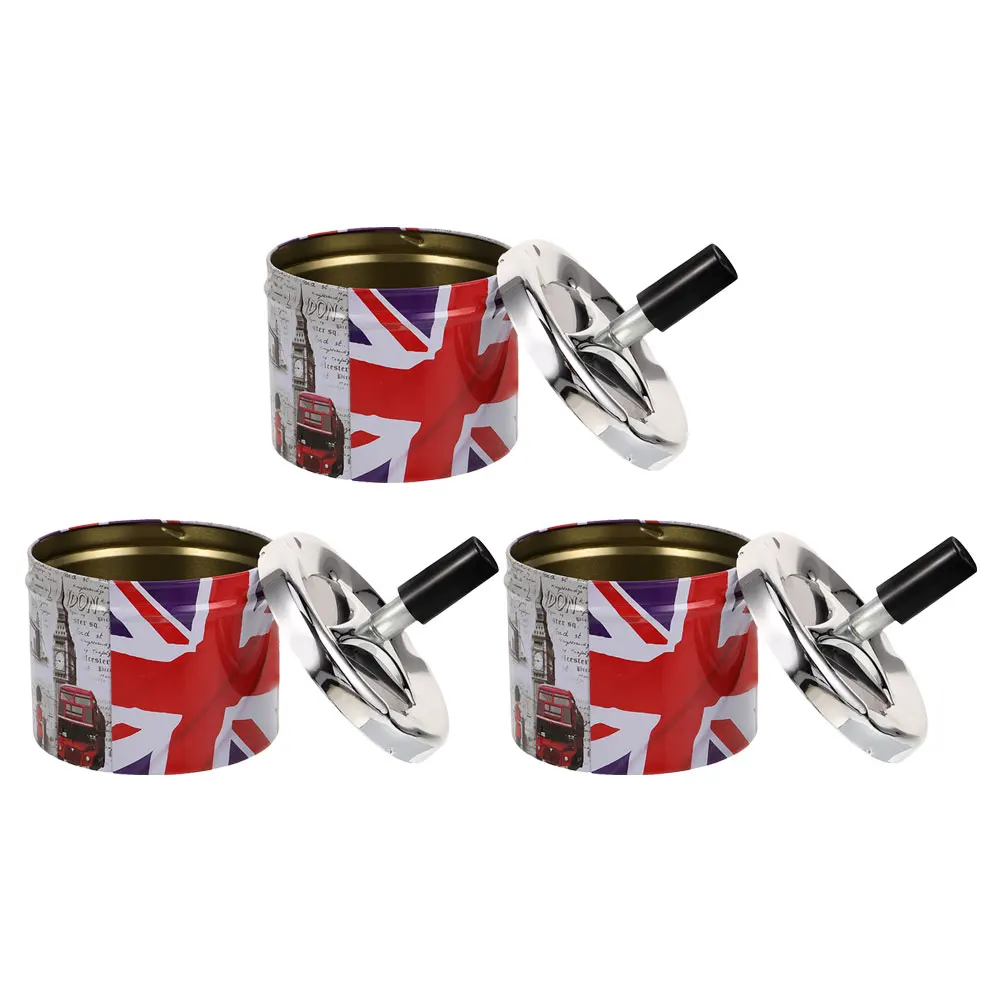 

3 Pcs Stainless Steel Ashtray Creative Cigarette for Home Unique Automatic Extinguishing Metal outside Patio Adornment