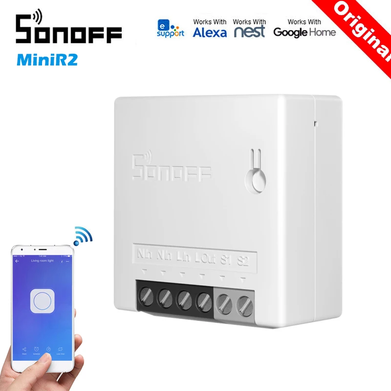 

SONOFF Mini R2 DIY Wi-Fi Smart Switch 10A Умный дом 2-сторонний таймер управления Беспроводной переключатель работает с приложением eWelink Alexa Google Home